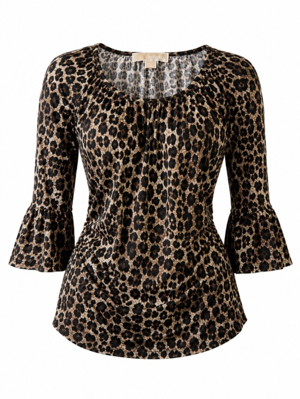 💖 2/40 MICHAEL Michael Kors Leopard Print Ruffle Sleeve Top M
